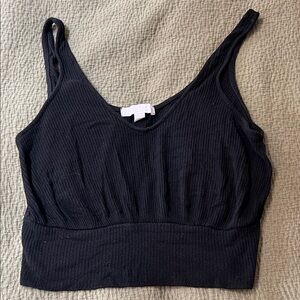 Spiritual Gangster Black Ribbed Crop Tank Top